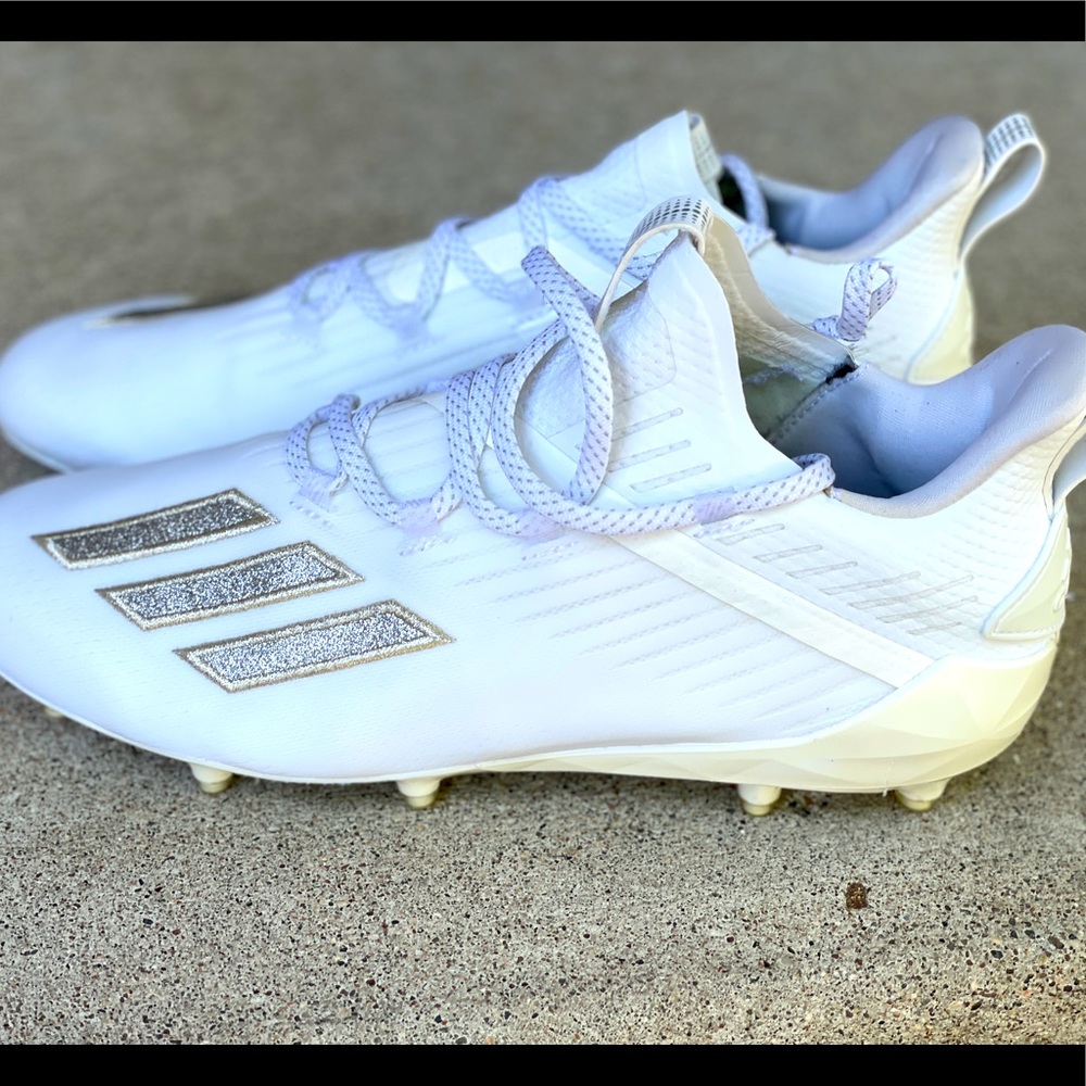 Adidas adizero football cleats - white and silver - men size 10